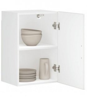 vidaXL Kitchen Wall Cabinet Porto High Gloss White Engineered Wood — Size: 40 x 31 x 60 cm, Model: 1x wall cabinet (1 door)