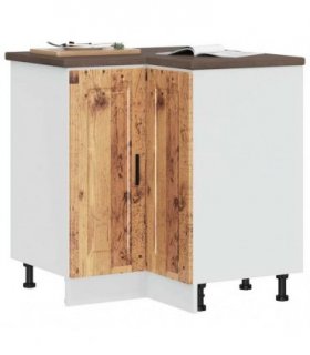 vidaXL Kitchen Corner Base Cabinet Porto Old Wood Engin — Size: 75.5 x 75.5 x 81.5 cm, Model: 1x corner bottom cabinet (2 doors)