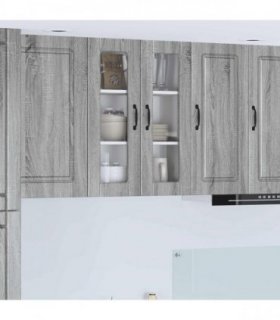 vidaXL Wall Glass Cabinet PORTO Grey Sonoma 60 x 31 x 80 cm — Model: 1x wall glass cabinet (2 doors)