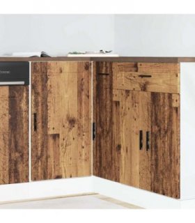 vidaXL Kitchen Base Cabinet Porto Old Wood Engineered Wood — Size: 86 x 46 x 81.5 cm, Model: 1x corner bottom cabinet (1 door)
