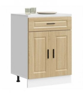 vidaXL Kitchen Base Cabinet Porto Sonoma Oak Engineered W — Size: 60 x 46 x 81.5 cm, Model: 1x bottom cabinet (2 doors 1 drawer)