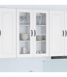 vidaXL Wall Glass Cabinet PORTO White 80 x 31 x 100 cm Engineered Wood — Model: 1x wall glass cabinet (2 doors)