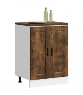 vidaXL Kitchen Base Cabinet Porto Smoked Oak Engineered Wood — Size: 60 x 46 x 81.5 cm, Model: 1x bottom cabinet (2 doors)