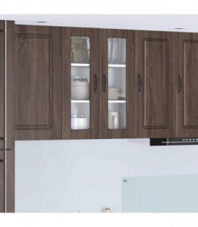 vidaXL Wall Glass Cabinet PORTO Brown Oak 60 x 31 x 80 cm — Model: 1x wall glass cabinet (2 doors)