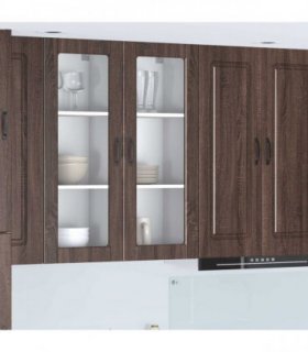 vidaXL Wall Glass Cabinet PORTO Brown Oak 40 x 31 x 100 cm — Model: 1x wall glass cabinet (1 door)