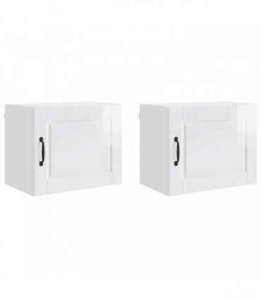 vidaXL Wall Cabinet PORTO 2 pcs High Gloss White 50 x 31 x 40 cm — Model: 2x wall cabinet (1 door)