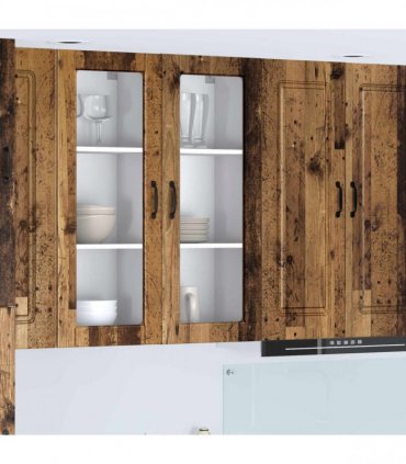 vidaXL Wall Glass Cabinet PORTO Old Wood 40 x 31 x 100 cm — Model: 1x wall glass cabinet (1 door)