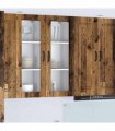 vidaXL Wall Glass Cabinet PORTO Old Wood 40 x 31 x 100 cm — Model: 1x wall glass cabinet (1 door)