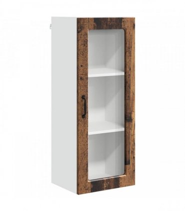 vidaXL Wall Glass Cabinet PORTO Old Wood 40 x 31 x 100 cm — Model: 1x wall glass cabinet (1 door)