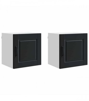 vidaXL Wall Cabinet PORTO 2 pcs Black 40 x 31 x 40 cm Engineered Wood — Model: 2x wall cabinet (1 door)