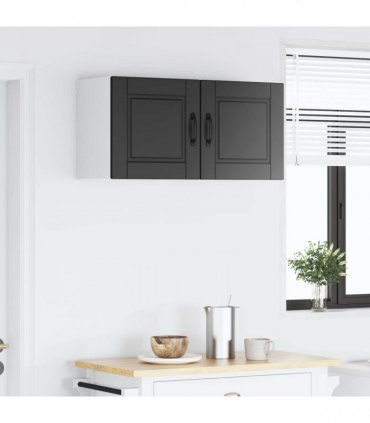 vidaXL Wall Cabinet PORTO 2 pcs Black 40 x 31 x 40 cm Engineered Wood — Model: 2x wall cabinet (1 door)