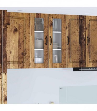 vidaXL Wall Glass Cabinet PORTO Old Wood 60 x 31 x 80 cm — Model: 1x wall glass cabinet (2 doors)