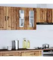 vidaXL Kitchen Wall Cabinet with Glass Door Porto Old Wood — Size: 60 x 31 x 60 cm, Model: 1x wall glass cabinet (2 doors)