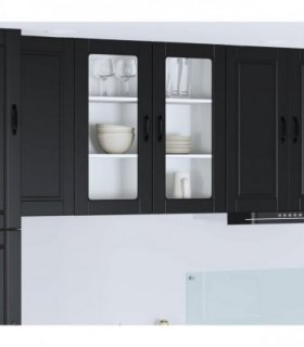 vidaXL Wall Glass Cabinet PORTO Black 80 x 31 x 80 cm Engineered Wood — Model: 1x wall glass cabinet (2 doors)