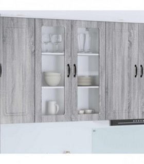 vidaXL Wall Glass Cabinet PORTO Grey Sonoma 80 x 31 x 100 cm — Model: 1x wall glass cabinet (2 doors)