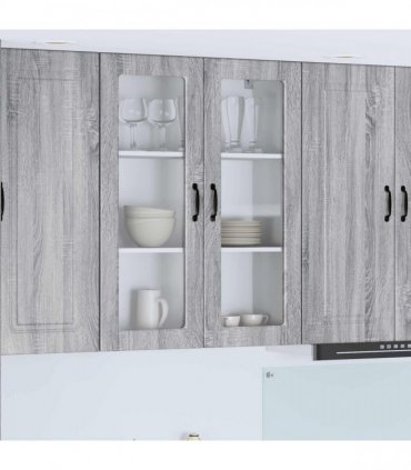 vidaXL Wall Glass Cabinet PORTO Grey Sonoma 80 x 31 x 100 cm — Model: 1x wall glass cabinet (2 doors)