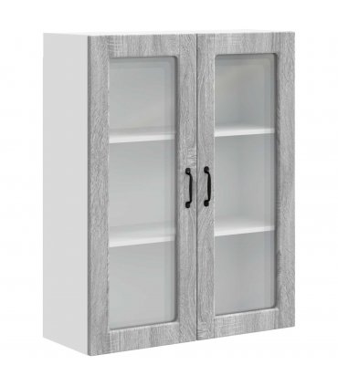vidaXL Wall Glass Cabinet PORTO Grey Sonoma 80 x 31 x 100 cm — Model: 1x wall glass cabinet (2 doors)