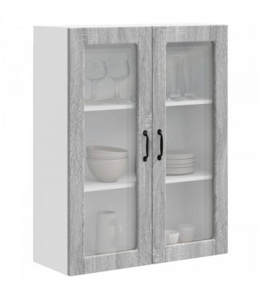vidaXL Wall Glass Cabinet PORTO Grey Sonoma 80 x 31 x 100 cm — Model: 1x wall glass cabinet (2 doors)