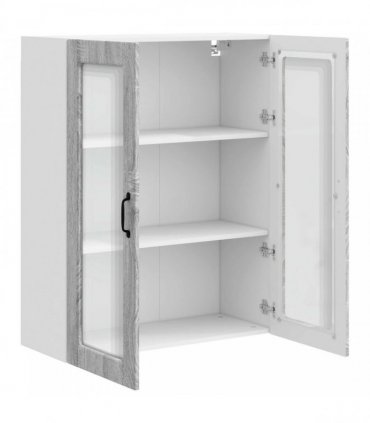 vidaXL Wall Glass Cabinet PORTO Grey Sonoma 80 x 31 x 100 cm — Model: 1x wall glass cabinet (2 doors)