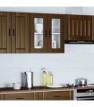 vidaXL Kitchen Wall Cabinet with Glass Door Porto Brown Oak — Size: 60 x 31 x 60 cm, Model: 1x wall glass cabinet (2 doors)