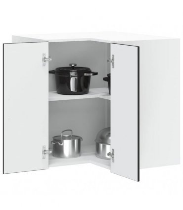 vidaXL Kitchen Wall Corner Cabinet "Porto" Black Engineered Wood — Size: 57 x 57 x 60 cm, Model: 1x wall corner cabinet