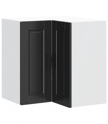 vidaXL Kitchen Wall Corner Cabinet "Porto" Black Engineered Wood — Size: 57 x 57 x 60 cm, Model: 1x wall corner cabinet
