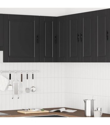 vidaXL Kitchen Wall Corner Cabinet "Porto" Black Engineered Wood — Size: 57 x 57 x 60 cm, Model: 1x wall corner cabinet