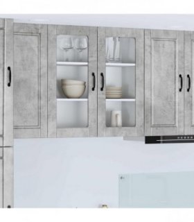 vidaXL Wall Glass Cabinet PORTO Concrete Grey 80 x 31 x 80 cm — Model: 1x wall glass cabinet (2 doors)