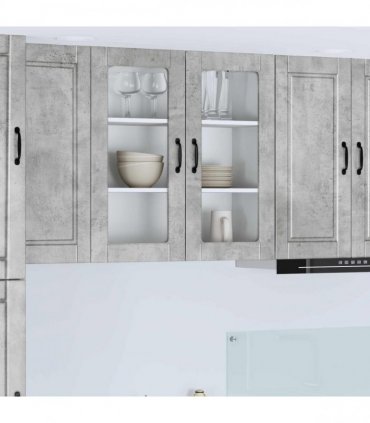 vidaXL Wall Glass Cabinet PORTO Concrete Grey 80 x 31 x 80 cm — Model: 1x wall glass cabinet (2 doors)