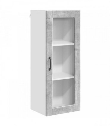 vidaXL Wall Glass Cabinet PORTO Concrete Grey 40 x 31 x 100 cm — Model: 1x wall glass cabinet (1 door)