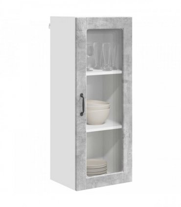 vidaXL Wall Glass Cabinet PORTO Concrete Grey 40 x 31 x 100 cm — Model: 1x wall glass cabinet (1 door)