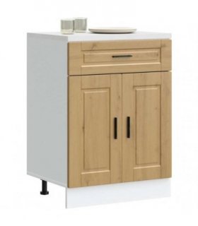 vidaXL Kitchen Base Cabinet Porto Artisan Oak Engineered — Size: 60 x 46 x 81.5 cm, Model: 1x bottom cabinet (2 doors 1 drawer)