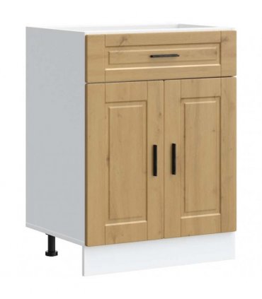 vidaXL Kitchen Base Cabinet Porto Artisan Oak Engineered — Size: 60 x 46 x 81.5 cm, Model: 1x bottom cabinet (2 doors 1 drawer)
