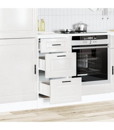 vidaXL Kitchen Base Cabinet "Porto" High Gloss White Engineered — Size: 40 x 46 x 81.5 cm, Model: 1x bottom cabinet (3 drawers)