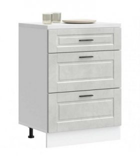 vidaXL Kitchen Base Cabinet Porto Concrete Grey Engineered Wood — Size: 60 x 46 x 81.5 cm, Model: 1x bottom cabinet (3 drawers)