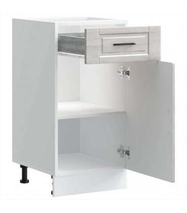 vidaXL Kitchen Base Cabinet Porto Grey Sonoma Engineered W — Size: 40 x 46 x 81.5 cm, Model: 1x bottom cabinet (1 door 1 drawer)