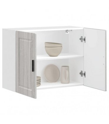 vidaXL Kitchen Wall Cabinet Porto Grey Sonoma Engineered Wood — Size: 80 x 31 x 60 cm, Model: 1x wall cabinet (2 doors)