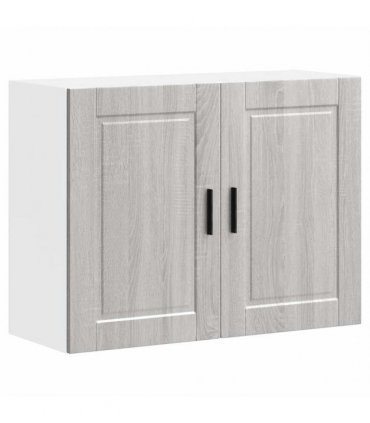 vidaXL Kitchen Wall Cabinet Porto Grey Sonoma Engineered Wood — Size: 80 x 31 x 60 cm, Model: 1x wall cabinet (2 doors)