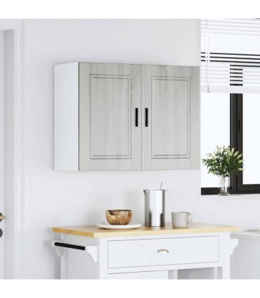 vidaXL Kitchen Wall Cabinet Porto Grey Sonoma Engineered Wood — Size: 80 x 31 x 60 cm, Model: 1x wall cabinet (2 doors)
