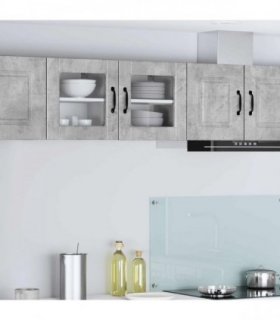 vidaXL Wall Glass Cabinet PORTO 2 pcs Concrete Grey 40 x 31 x 40 cm — Model: 2x wall glass cabinet (1 door)