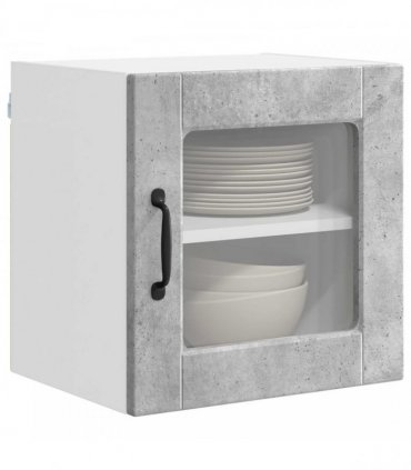 vidaXL Wall Glass Cabinet PORTO 2 pcs Concrete Grey 40 x 31 x 40 cm — Model: 2x wall glass cabinet (1 door)