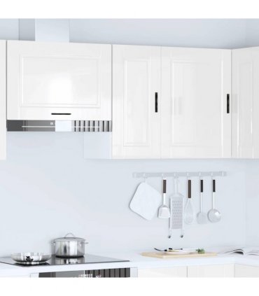 vidaXL Kitchen Wall Cabinet Porto High Gloss White Engineered Wood — Size: 30 x 31 x 60 cm, Model: 1x wall cabinet (1 door)