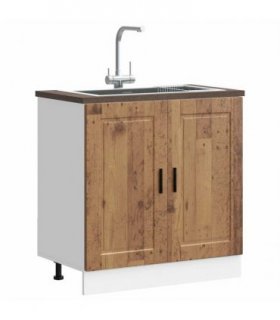 vidaXL Sink Base Cabinet "Porto" Old Wood 80x46x81.5 cm Engineered — Size: 80 x 46 x 81.5 cm, Model: 1x bottom cabinet (2 doors)