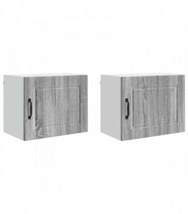 vidaXL Wall Cabinet PORTO 2 pcs Grey Sonoma 50 x 31 x 40 cm — Model: 2x wall cabinet (1 door)