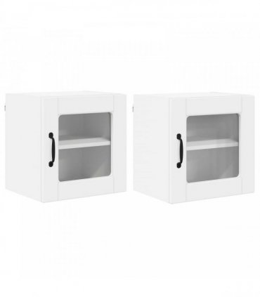 vidaXL Wall Glass Cabinet PORTO 2 pcs White 40 x 31 x 40 cm — Model: 2x wall glass cabinet (1 door)