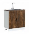vidaXL Sink Base Cabinet "Porto" Smoked Oak 80x46x81.5 cm Engineer — Size: 80 x 46 x 81.5 cm, Model: 1x bottom cabinet (2 doors)