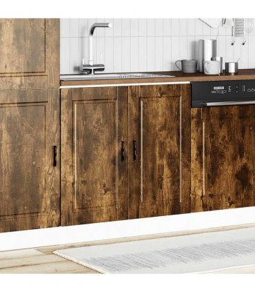 vidaXL Sink Base Cabinet "Porto" Smoked Oak 80x46x81.5 cm Engineer — Size: 80 x 46 x 81.5 cm, Model: 1x bottom cabinet (2 doors)