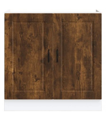 vidaXL Sink Base Cabinet "Porto" Smoked Oak 80x46x81.5 cm Engineer — Size: 80 x 46 x 81.5 cm, Model: 1x bottom cabinet (2 doors)
