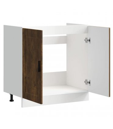 vidaXL Sink Base Cabinet "Porto" Smoked Oak 80x46x81.5 cm Engineer — Size: 80 x 46 x 81.5 cm, Model: 1x bottom cabinet (2 doors)
