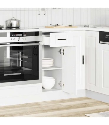 vidaXL Kitchen Base Cabinet Porto White Engineered Wood — Size: 30 x 46 x 81.5 cm, Model: 1x bottom cabinet (1 door 1 drawer)